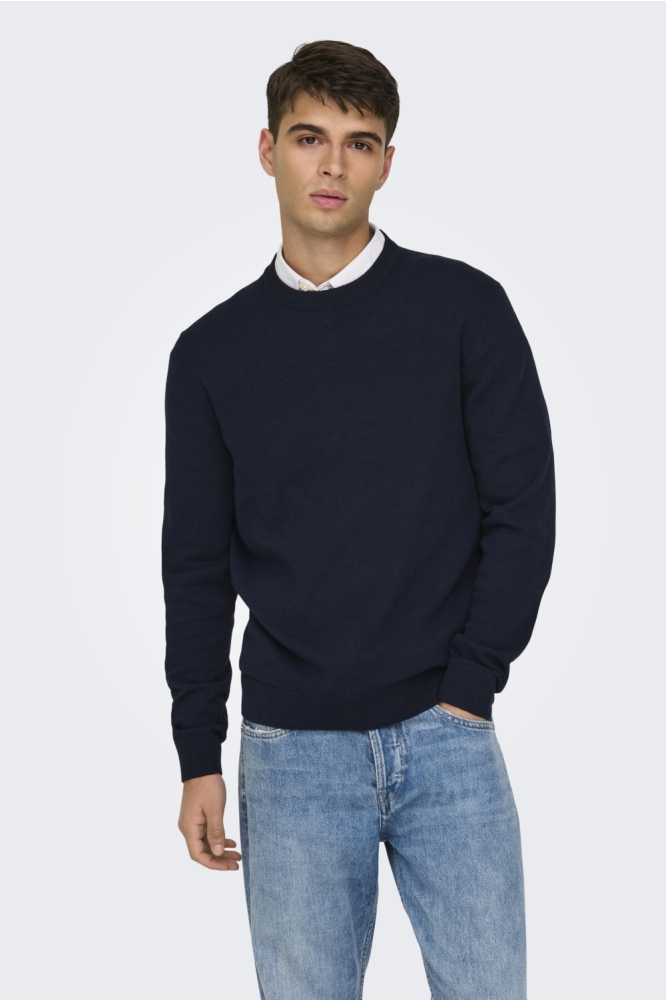 ONSREX LIFE REG 12 CREW KNIT 22024080 DARK SAPPHIRE